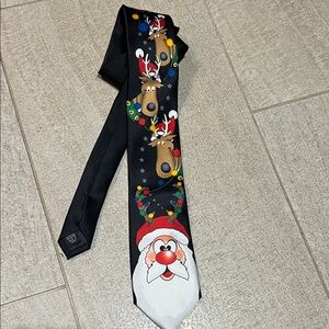 Festive Christmas Tie with Santa and Reindeer